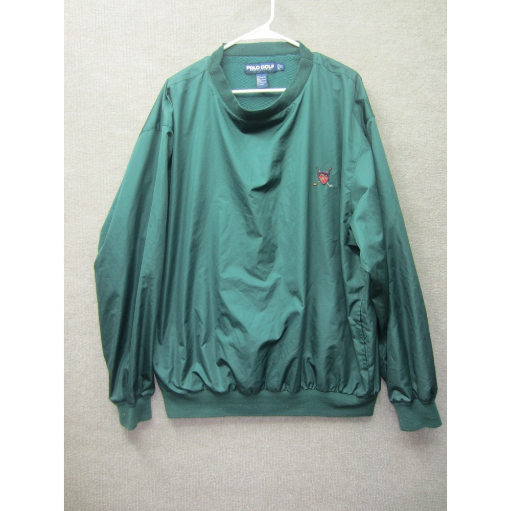 Polo Golf Ralph Lauren Mens XL Green V-Neck Pullover Windbreaker Jacket Crest